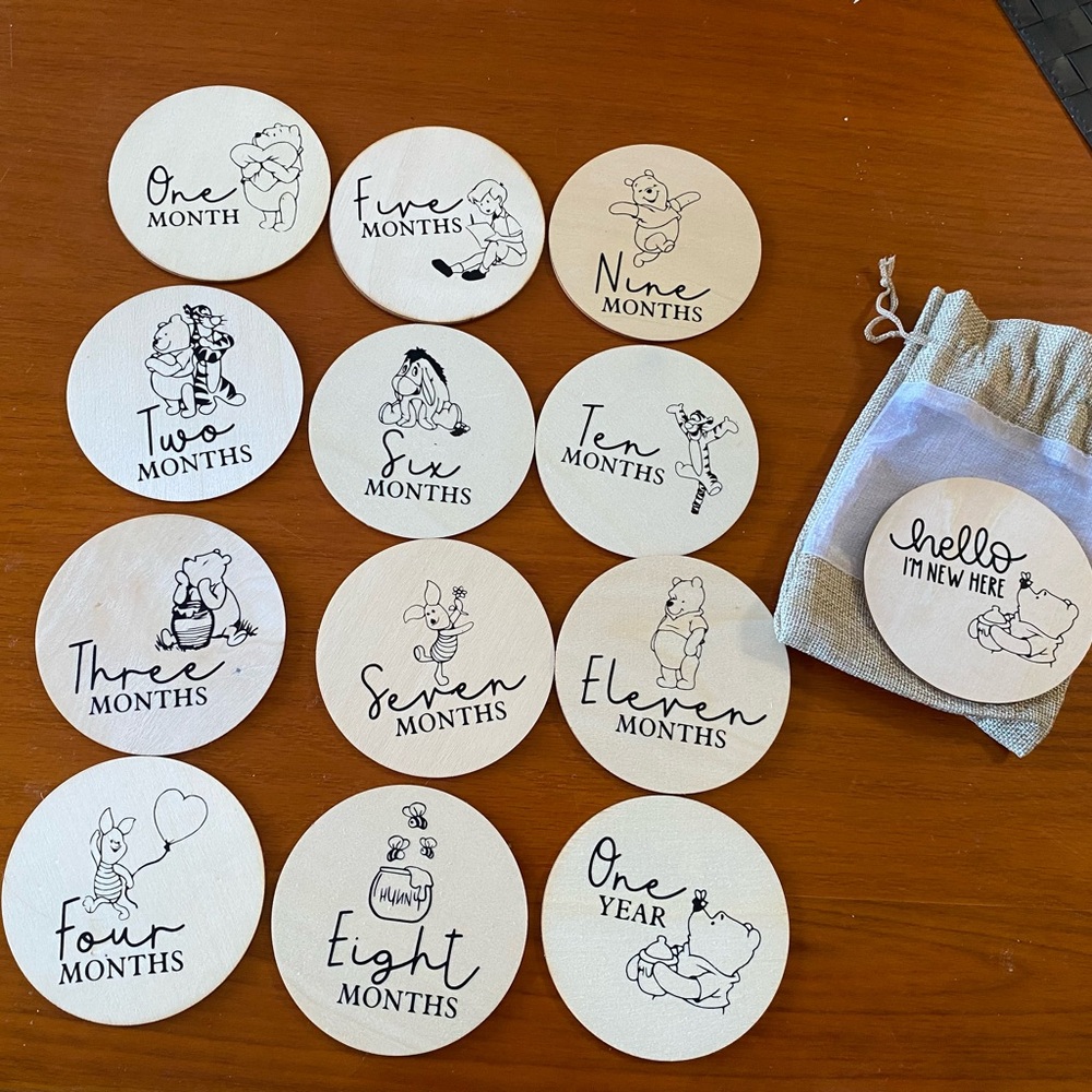 Winnie the Pooh Birth Milestone Wooden Discs